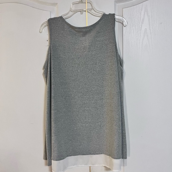White House Black Market Grey Cold Shoulder Blouse - Picture 4 of 4
